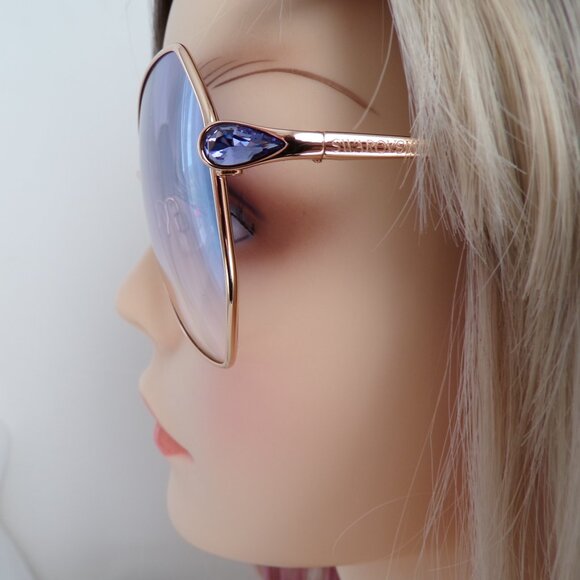 Swarovski Crystal Teardrop Detail Butterfly Shades Rose Gold Violet Sparkle 57mm main image 10